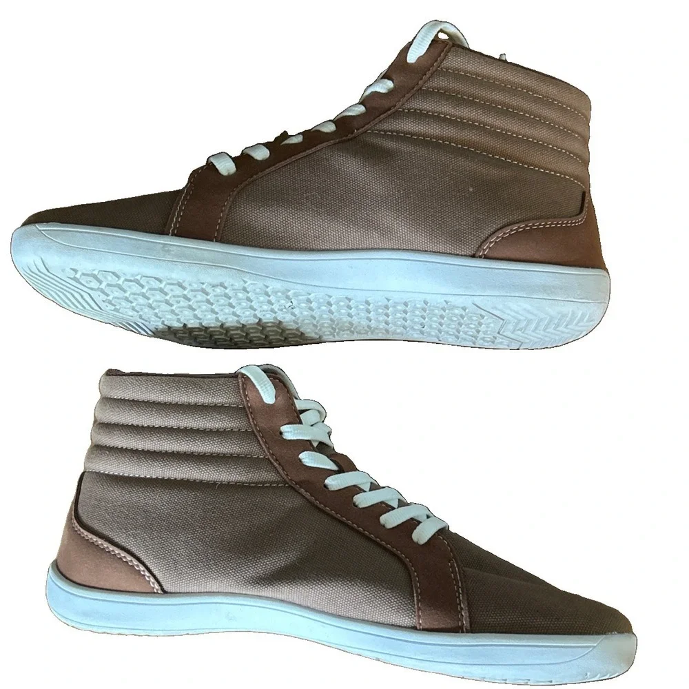 WHITIN Men's Hi-top Minimalist Barefoot Sneakers Brown Size EU 45 | US 12